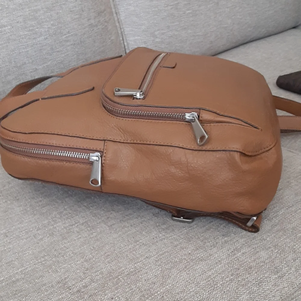 Fossil Riley English tan Leather Backpack